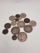 FOUR VICTORIAN SILVER COINS & OTHERS