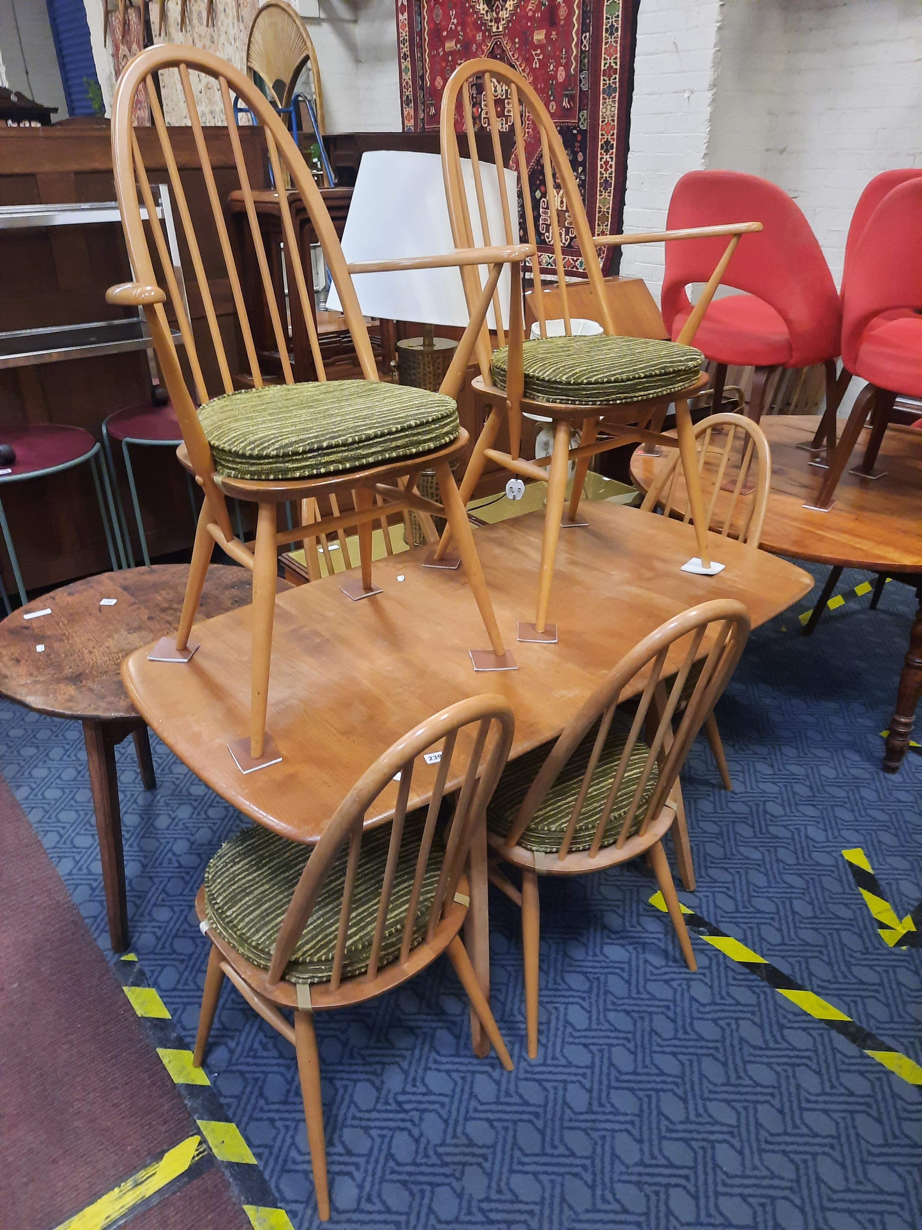 ERCOL TABLE & SIX CHAIRS