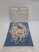 TIFFANY & CO PEARL NECKLACE PALOMA PICASSO IN ORIGINAL CASE - SIX STRING - 18CT GOLD CLASP