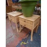 PAIR OF CANE TWO DRAWER CABINETS