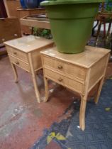 PAIR OF CANE TWO DRAWER CABINETS