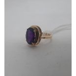 9CT GOLD AMETHYST RING (L-M)