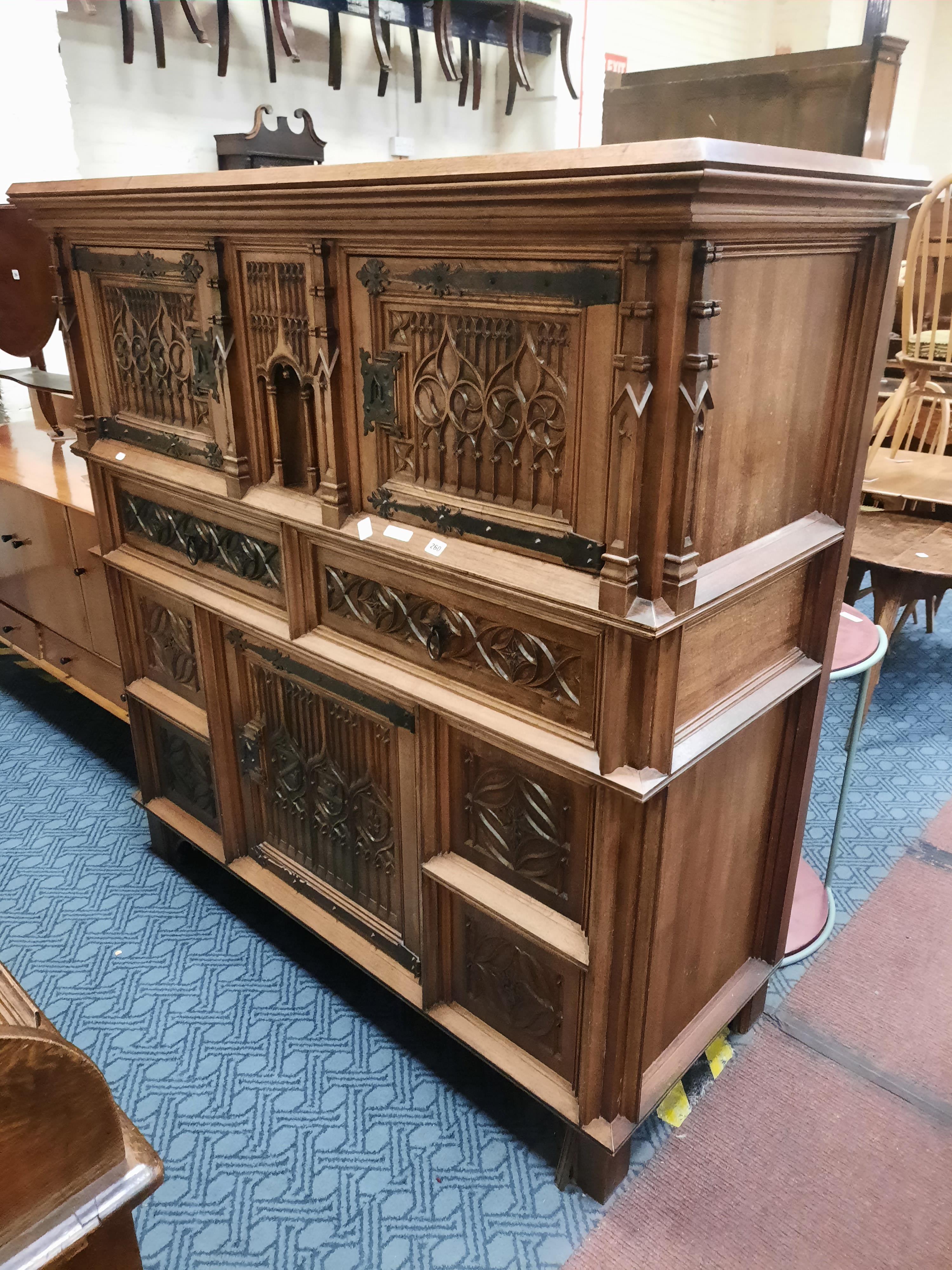 CARVED OAK CABINET