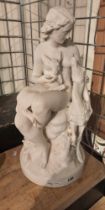 PARIAN FIGURE OF GIRL WITH LAMB - CHARLES BIRCH - 49CMS (H) APPROX