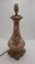 FRENCH HAND PAINTED TABLE LAMPS WITH BRASS BASE - 41CM (H) APPROX