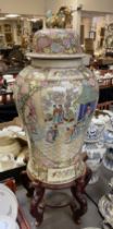 LARGE CHINESE LIDDED POT ON STAND 110CMS (H)