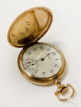 WALTHAM GOLD PLATED HUNTER POCKET WATCH - WORKING