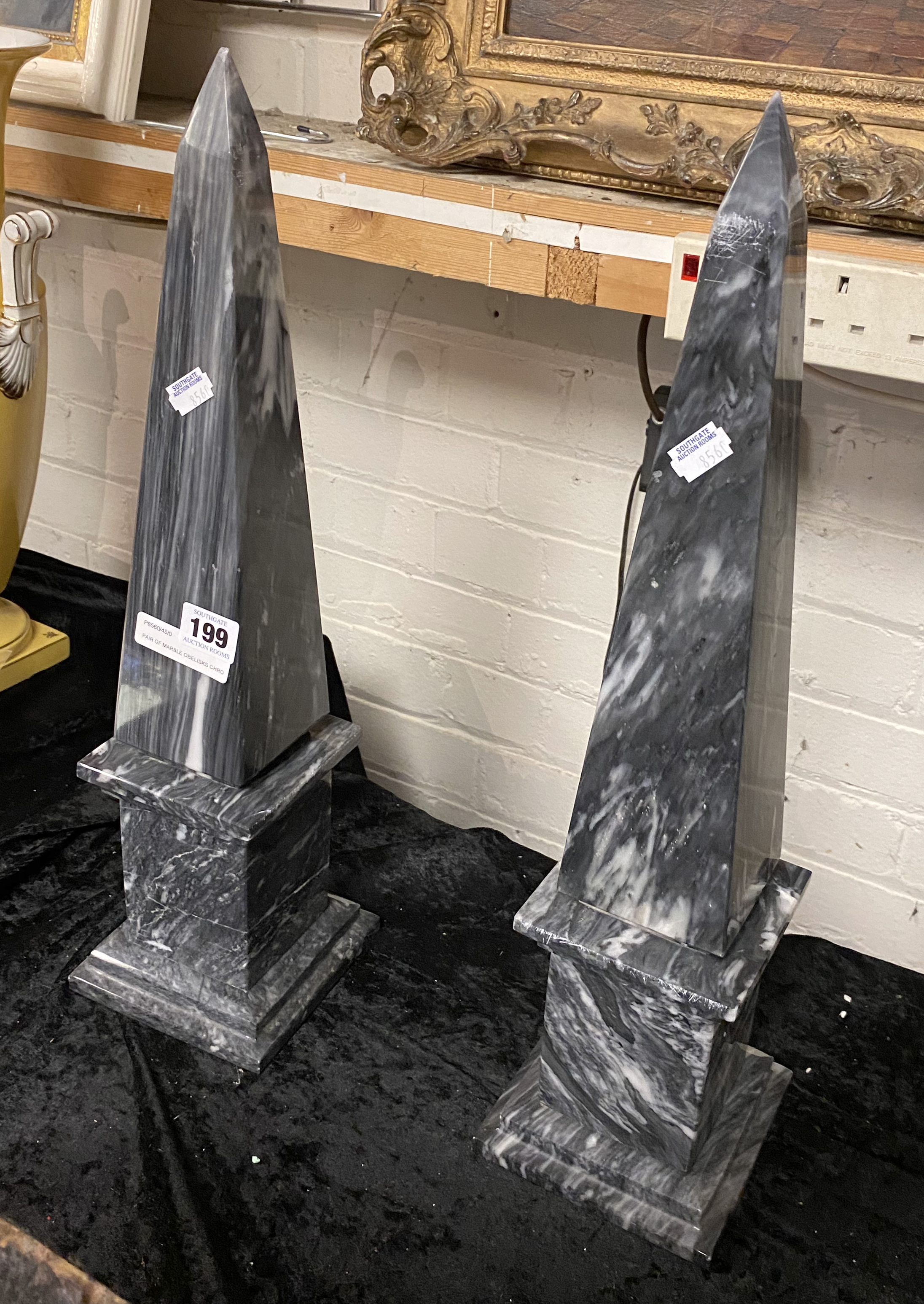 PAIR OF MARBLE OBELISKS