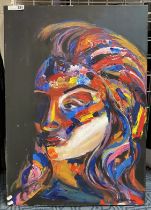 ACRYLIC OIL CANVAS PORTRAIT OF A WOMAN - STELLA BY CAROLINE SPELMAN 84CMS X 60CMS