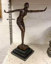 BRONZE ART DECO STYLE GIRL - 41 CMS (H)