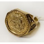 9CT GOLD GENTS RING - SIZE S