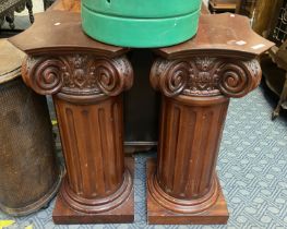 PAIR OF MAHOGANY COLUMNS