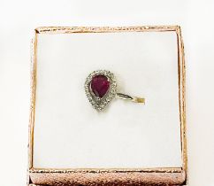 18CT GOLD TESTED RUBY & DIAMOND RRING - SIZE K