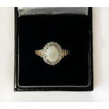 18CT GOLD OPAL & DIAMOND RING 4.7 GRAMS APPROX