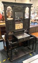 LARGE CARVED OAK HALLSTAND