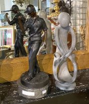 BRONZE GOLFER & AN ABSTRACT FIGURE