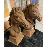 PAIR OF CAST IRON HORSE HEADS - 48 CMS (H)