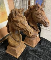 PAIR OF CAST IRON HORSE HEADS - 48 CMS (H)