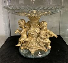 GILT BRONZE CHERUB CENTREPIECE - 27 CMS (H)