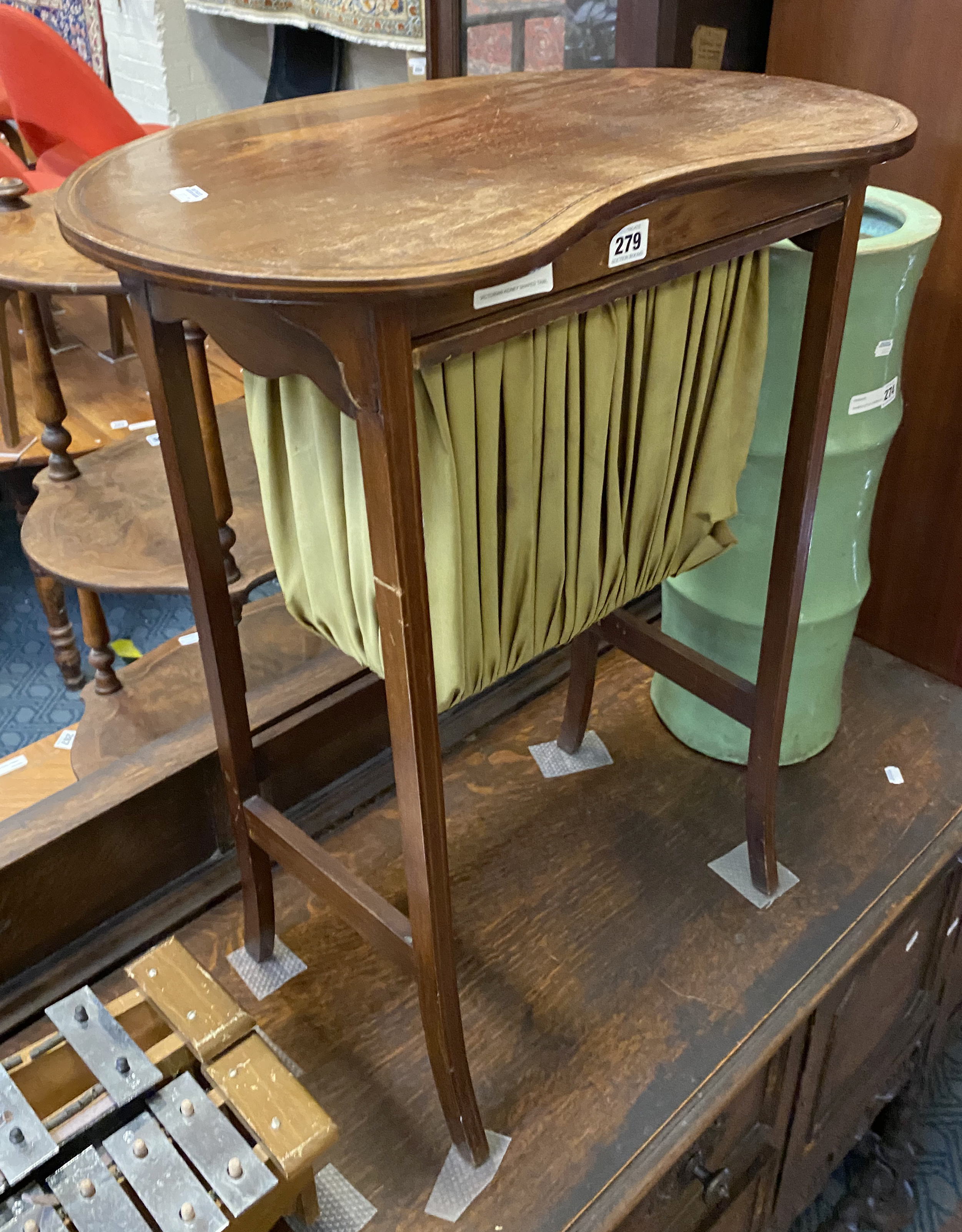 VICTORIAN KIDNEY SHAPED SEWING TABLE