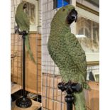 LARGE GREEN PARROT ON PERCH - 118 CMS (H)