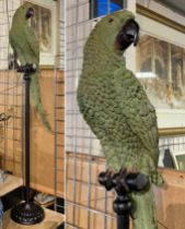 LARGE GREEN PARROT ON PERCH - 118 CMS (H)