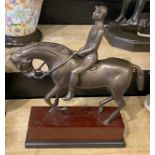 BRONZE HORSE & JOCKEY - 38 CMS (H)