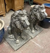 PAIR OF XXL GOLDEN LIONS