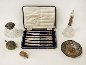 BOXED HM SILVER BUTTER KNIFE SET & OTHER SILVER ITEMS