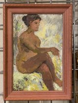 VINAR KNYJOV (1930-2005) THE ARTIST MODEL - 1954 - OIL ON BOARD 25CM X 17CM