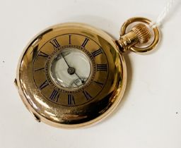 9CT GOLD WALTHAM HALF HUNTER POCKET WATCH - DIAL A/F