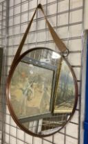 JOHN LEWIS ROUND HANGING MIRROR WITH LEATHER STRAP