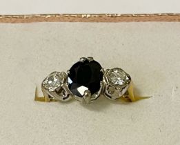 18CT GOLD SAPPHIRE & DIAMOND RING 4.2 GRAMS APPROX