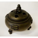 ORIENTAL BRONZE CENSER WITH BUDDHA MOTIF - 12CMS (H) APPROX