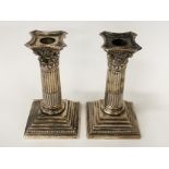 H/M SILVER PAIR OF CORINTHIAN COLUMN CANDLESTICK - 15 CMS (H)