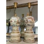 PAIR OF SATSUMA PORCELAIN LAMPS - BASE 50 CMS