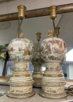 PAIR OF SATSUMA PORCELAIN LAMPS - BASE 50 CMS