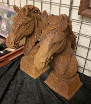 PAIR OF CAST IRON HORSE HEADS 43.5 CMS (H) APPROX