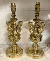 PAIR OF FIGURAL BRASS TABLE LAMPS
