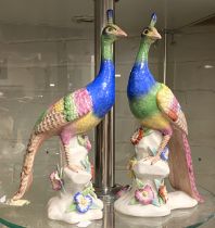 PAIR OF PORCELAIN BIRDS 29.5CMS (H) APPROX