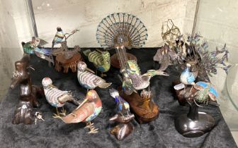 CLOISONNE & ENAMEL BIRD COLLECTION SOME A/F