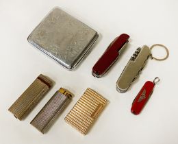PENKNIVES WITH CARTIER LIGHTERS,DUPONT WITH A CIGARETTE CASE