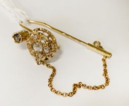 18CT YELLOW GOLD ROSE CUT DIAMOND BROOCH