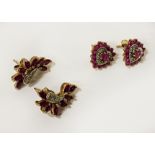 TWO PAIRS OF RUBY & DIAMOND EARRINGS IN GOLD