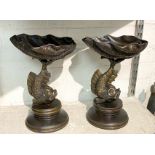 PAIR OF BRONZE CLAM SHELLS 29CMS (H) APPROX