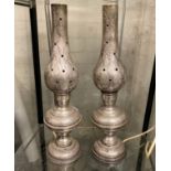 PAIR OF SILVER TABLE LAMPS 38CMS (H) APPROX