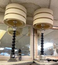 LARGE PAIR OF COLUMN LAMPS 83CMS (H) APPROX INC SHADES