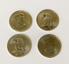 FOUR CANADIAN 1OZ FINE SILVER 9999 COINS 5 DOLLARS 2011 EACH COIN