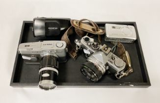 FOUR VARIOUS OLYMPUS CAMERAS INCL. PEN F.T