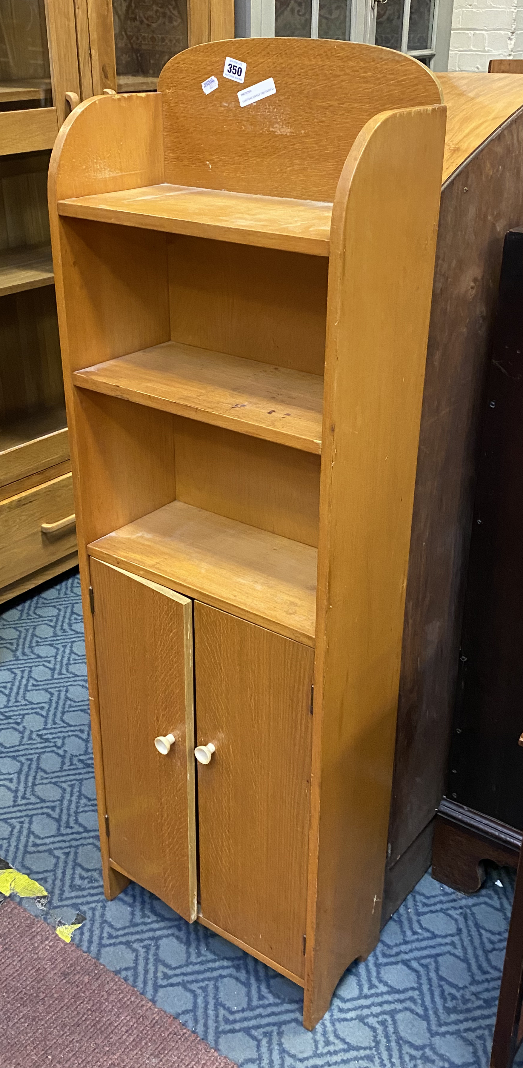 LIGHT OAK 3 SHELF TWO DOOR CABINET